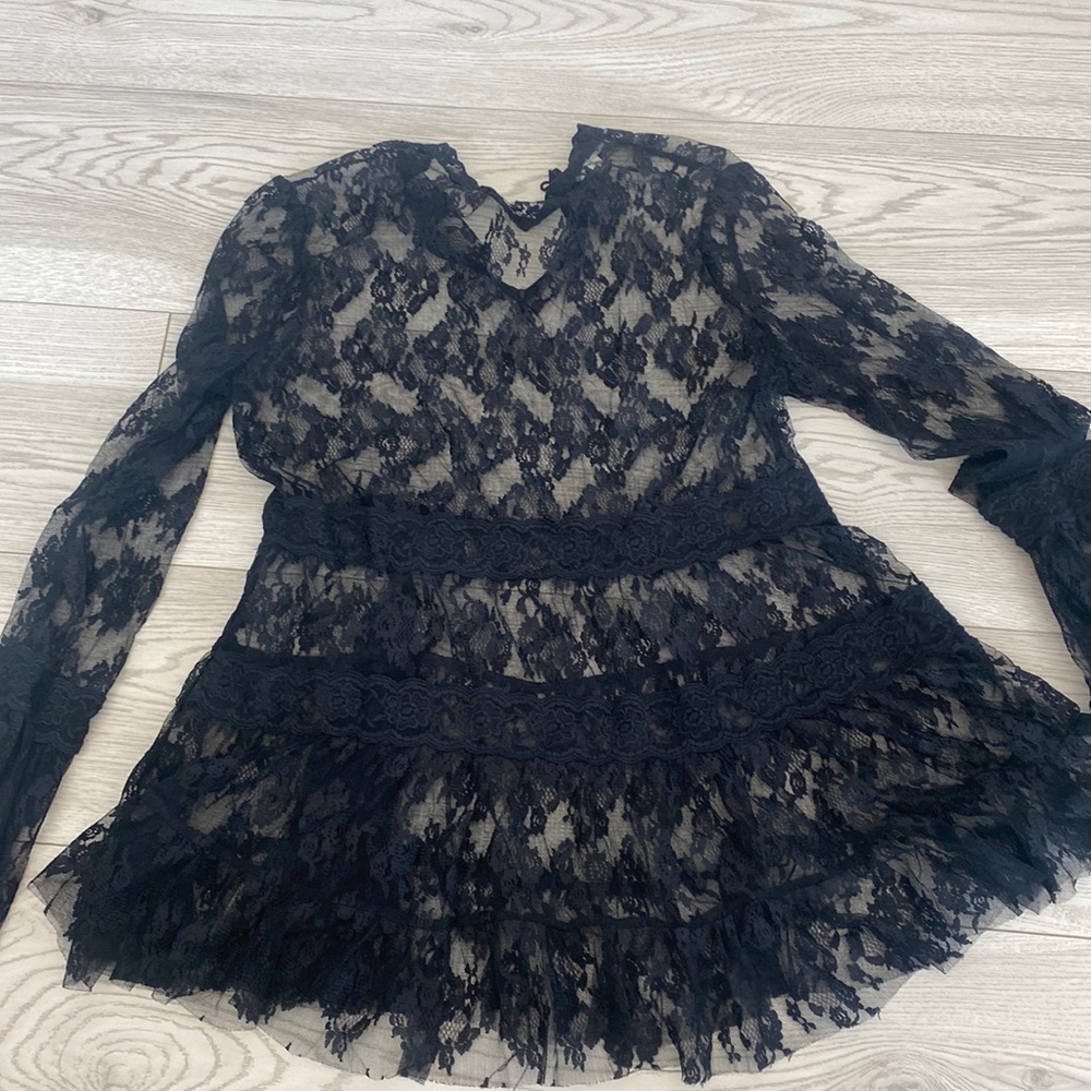 black lace see-through top